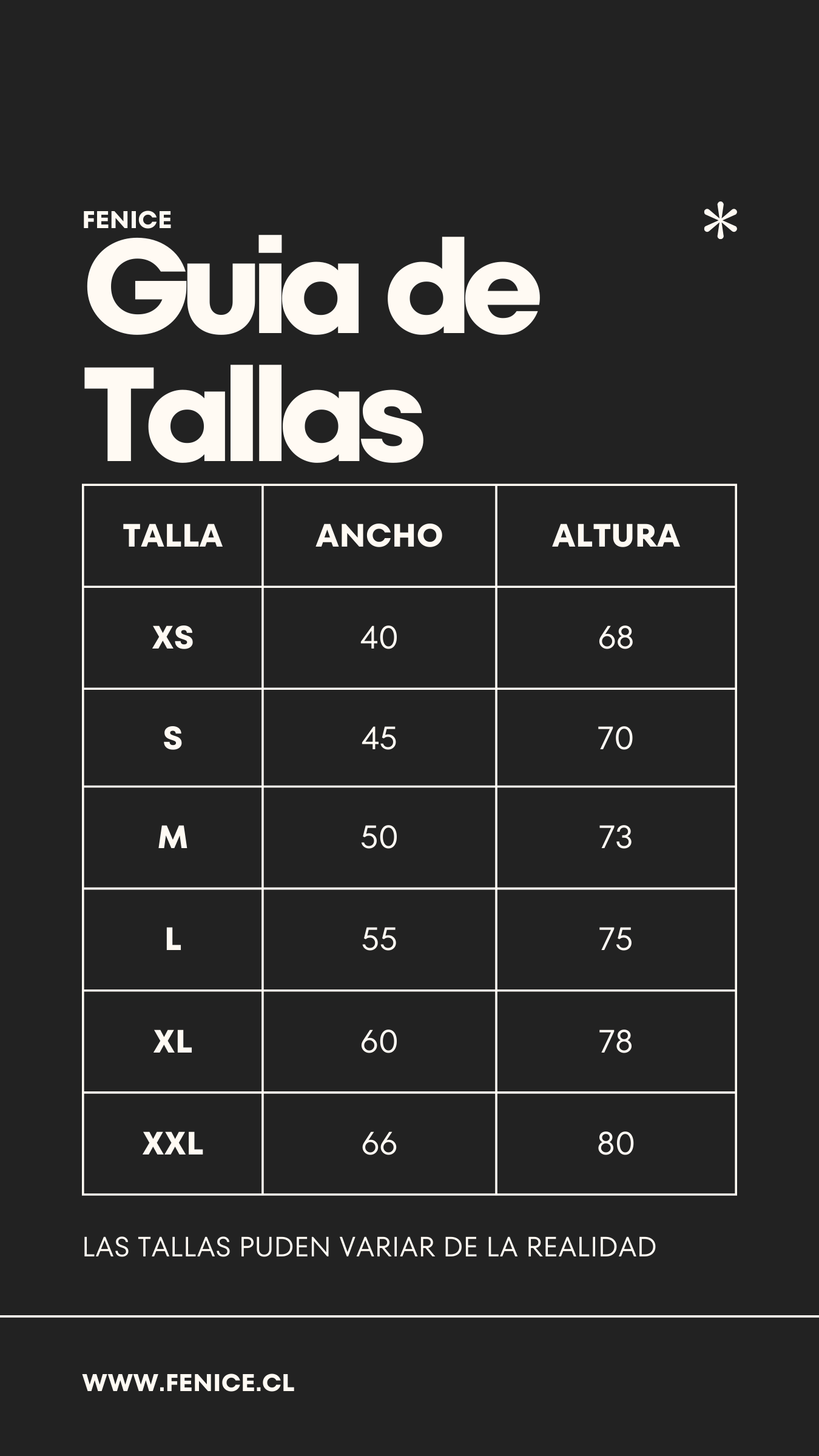 Guia de tallas